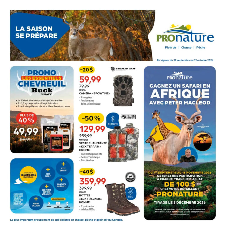 Pronature — Circulaire Pronature du 29 septembre au 12 octobre 2026