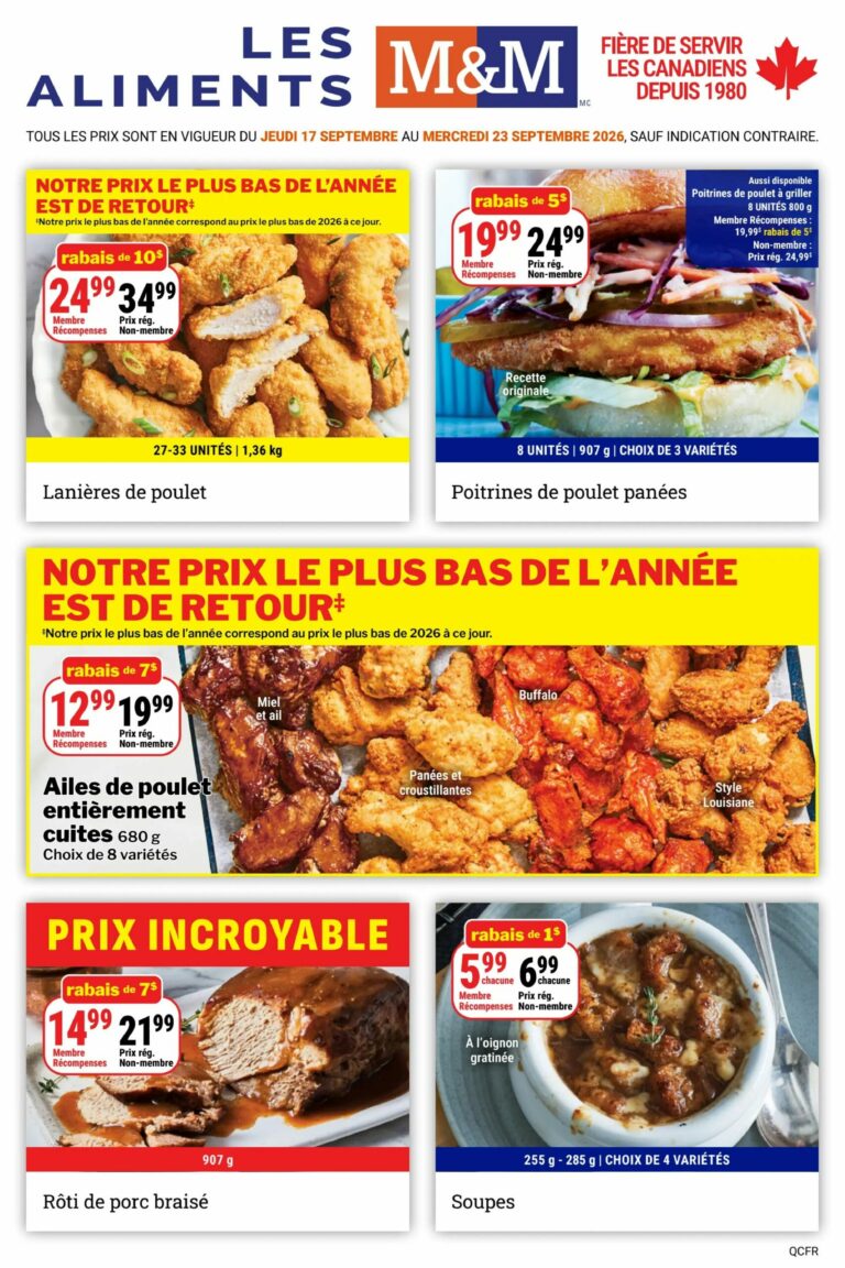 Page couverture de la Circulaire Les Aliments M&M du 17 au 23 septembre 2026