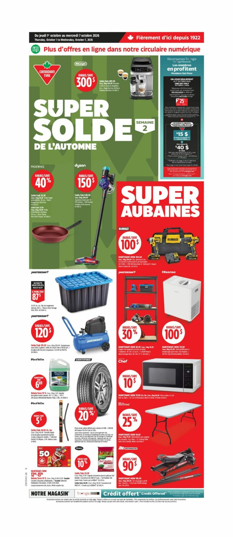 Canadian Tire — Circulaire Canadian Tire Super Solde du 1 au 7 octobre 2026