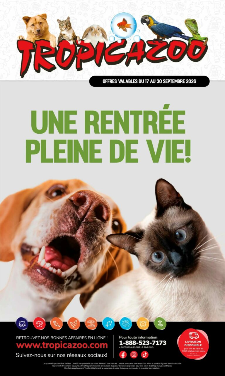 Tropicazoo — Circulaire Tropicazoo du 17 au 30 septembre 2026