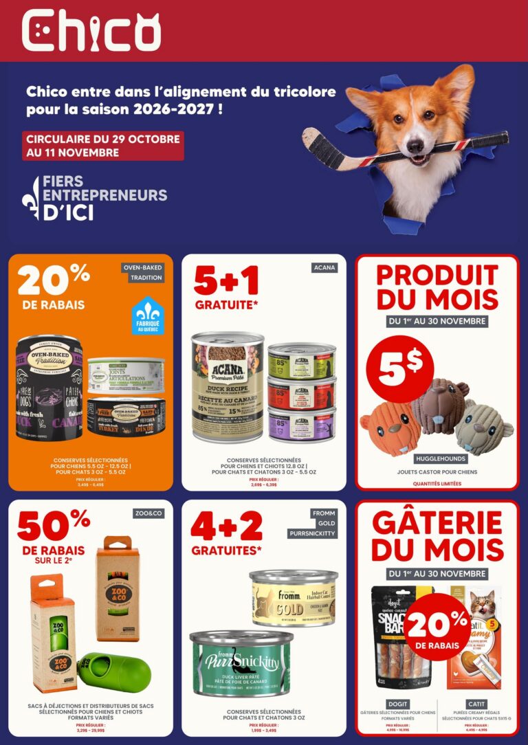 Chico — Circulaire Chico Boutique d’Animaux du 29 octobre au 11 novembre 2026