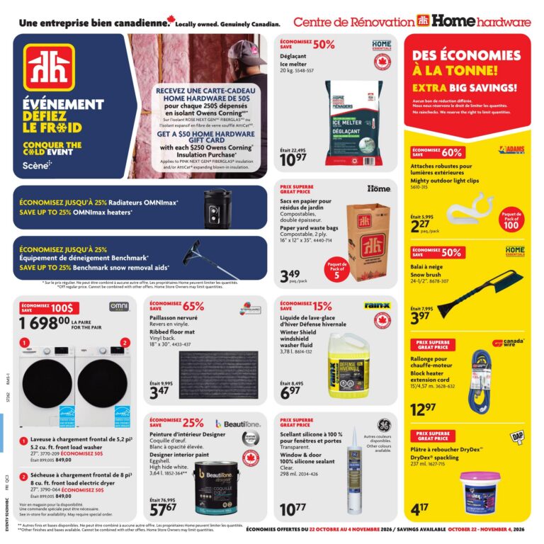 Home Hardware — Circulaire Home Hardware centre de rénovation du 22 octobre au 4 novembre 2026