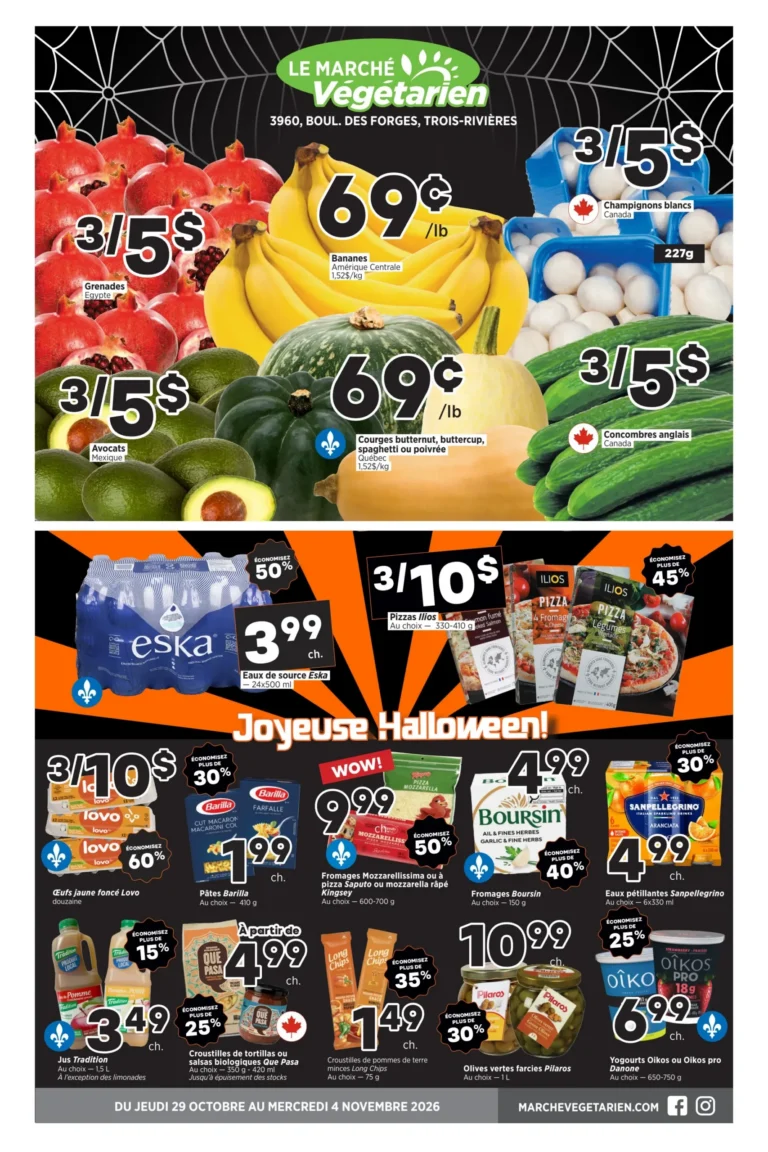 Marché Végétarien — Circulaire Marché Végétarien Du 29 octobre au 4 novembre 2026 Trois-Rivières