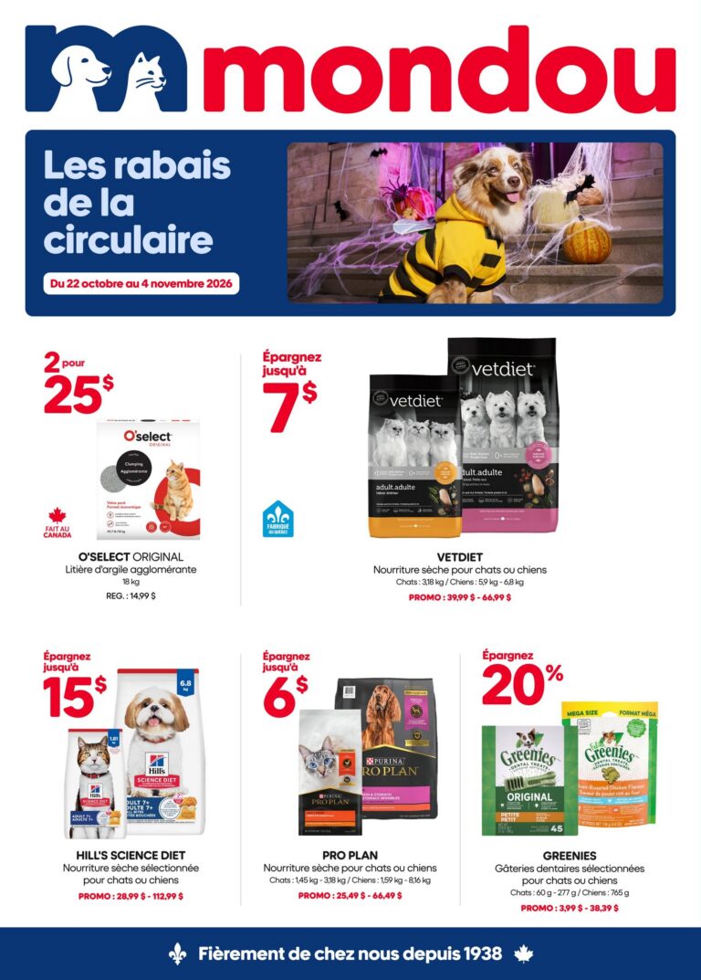 Mondou — Circulaire Mondou Du 22 octobre au 4 novembre 2026