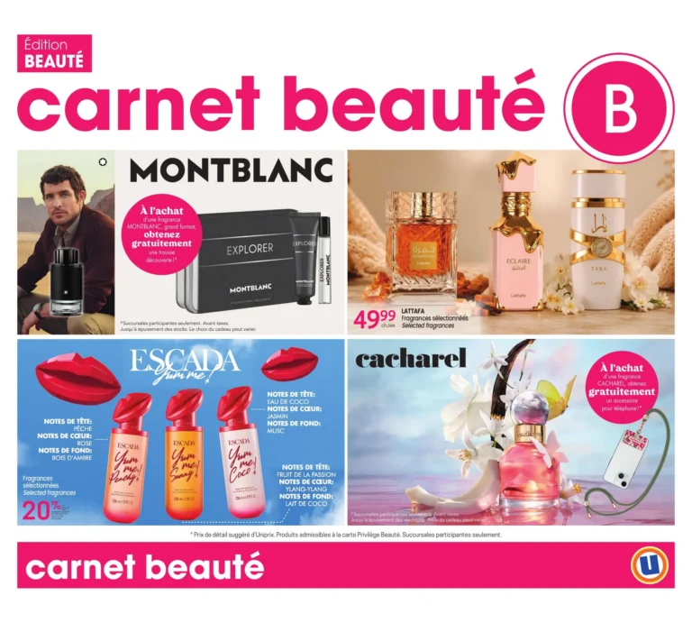 Page couverture de la Circulaire Uniprix – carnet beauté du 22 au 28 octobre 2026