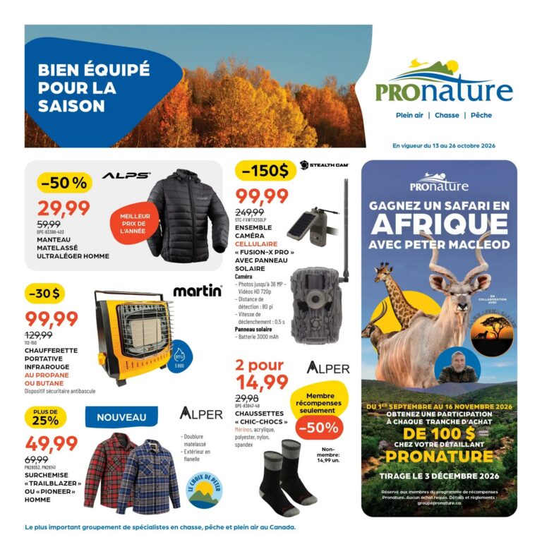 Pronature — Circulaire Pronature du 13 au 26 octobre 2026
