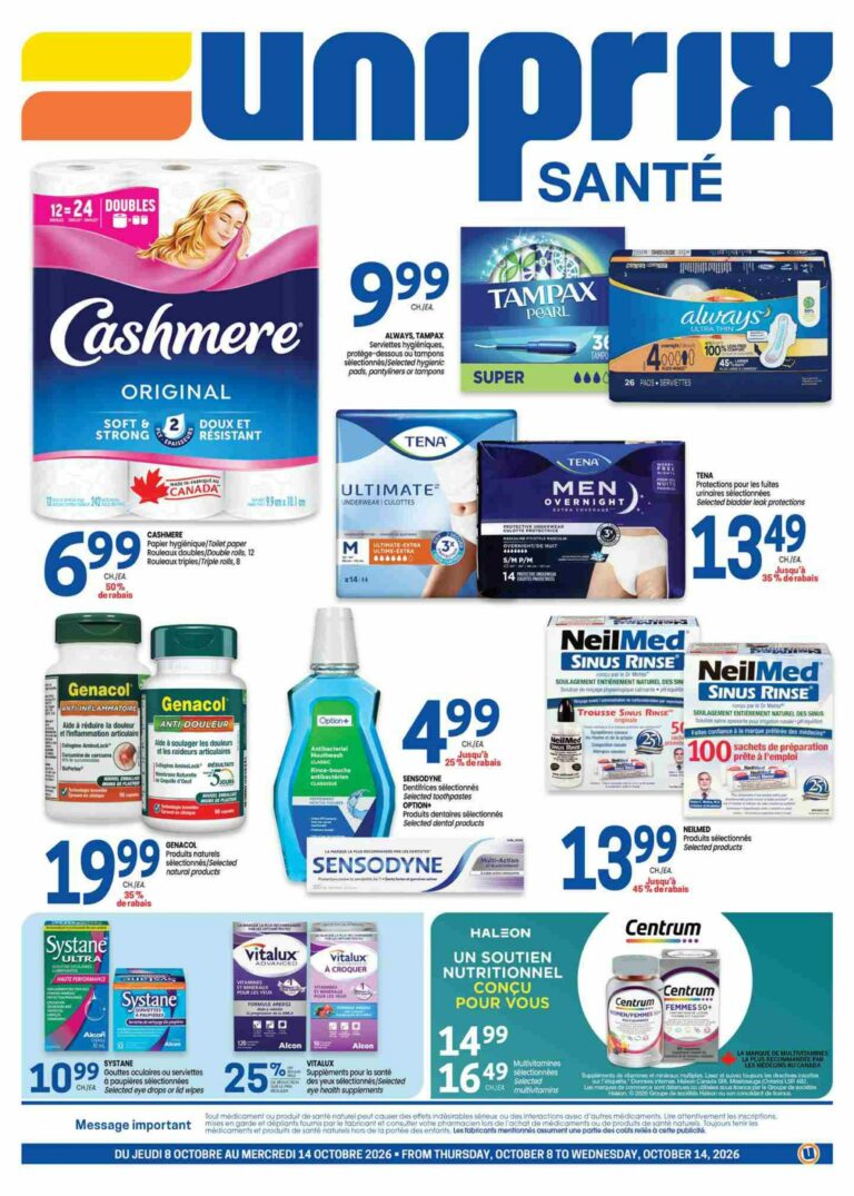 Uniprix — Circulaire Uniprix – Santé du 8 au 14 octobre 2026
