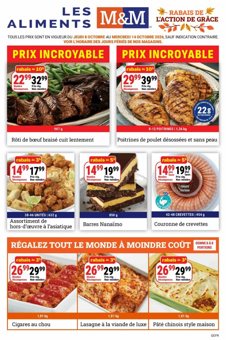M & M — Circulaire Les Aliments M&M du 8 au 14 octobre 2026