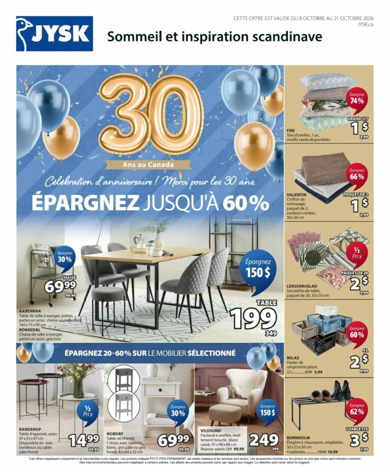 Jysk — Circulaire Jysk du 8 au 21 octobre 2026
